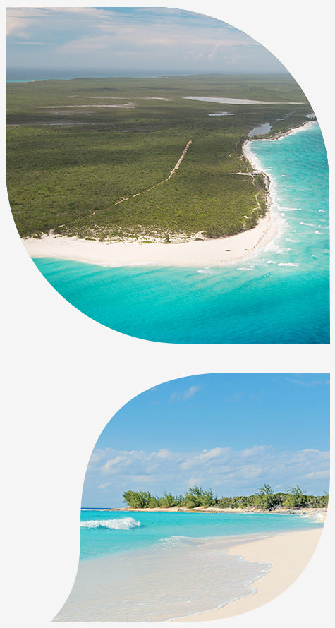 view of water reaching the shore in top image and view of beach in bottom image