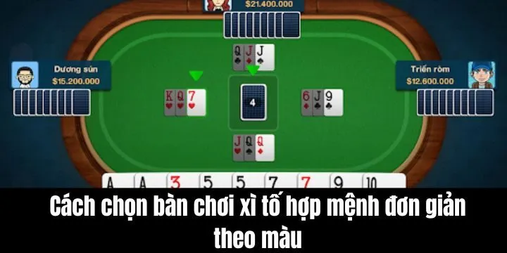 Cách chọn bàn chơi xì tố hợp mệnh siêu đơn giản theo màu